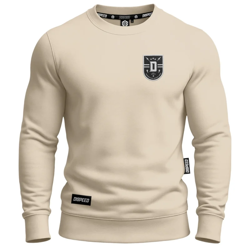 Bawełniana bluza bez kaptura Dispeed Shield - Beżowa