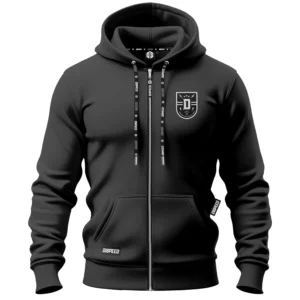 Bawełniana bluza z kapturem na zamek Dispeed Shield - Grafitowa