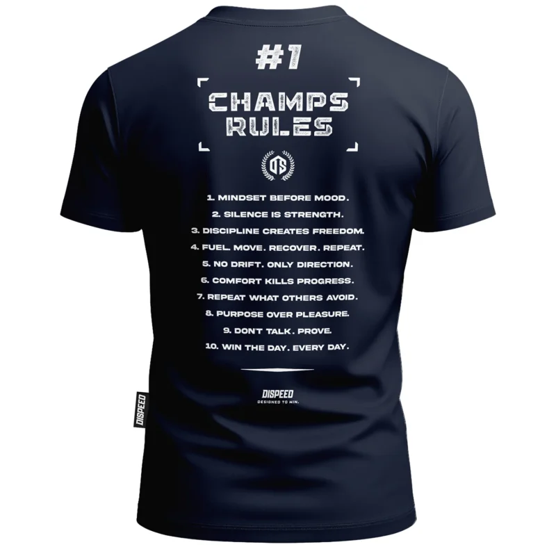T-shirt bawełniany Dispeed Champ Rules - Granatowy