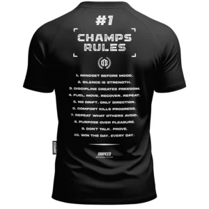 T-shirt SLIM Champ Rules - Czarny