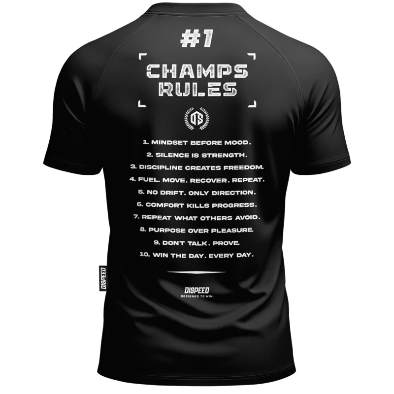 T-shirt SLIM Champ Rules - Czarny