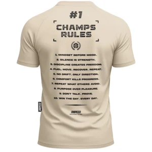 T-shirt SLIM Champ Rules - Beżowy