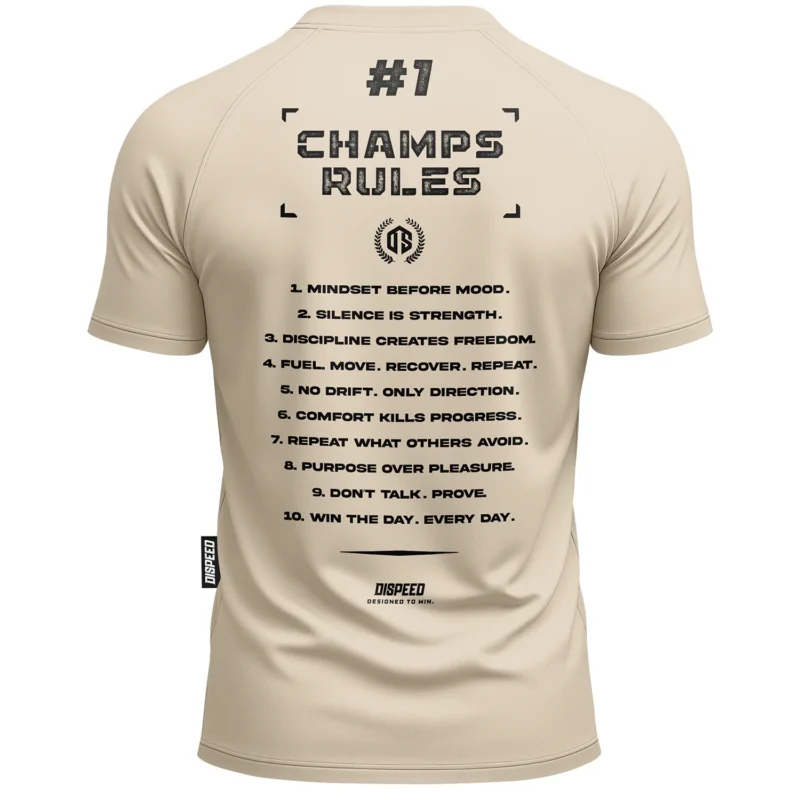 T-shirt SLIM Champ Rules - Beżowy
