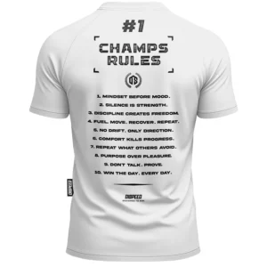 T-shirt SLIM Champ Rules - Biały