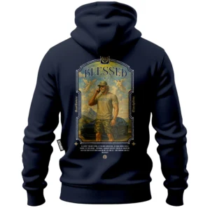 Bawełniana bluza z kapturem na zamek Blessed - Granatowa