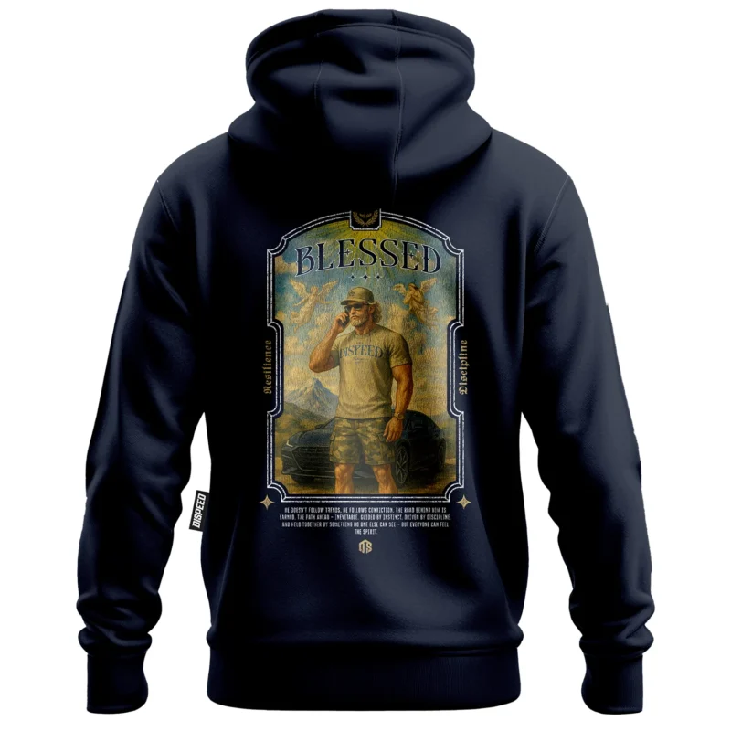 Lekka bluza z kapturem na zamek Blessed - Granatowa