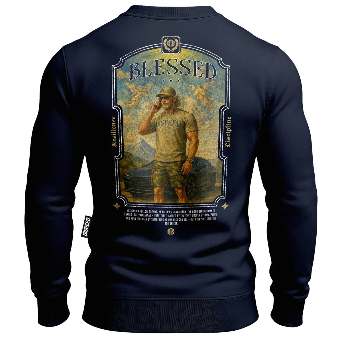 Bawełniana bluza bez kaptura Blessed - Granatowa