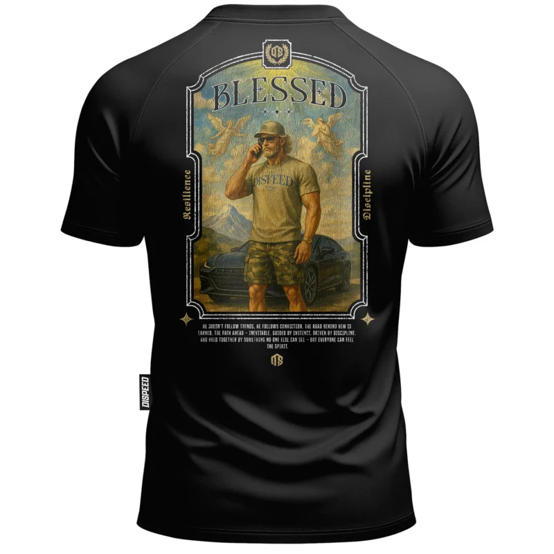 T-shirt SLIM Blessed - Czarny