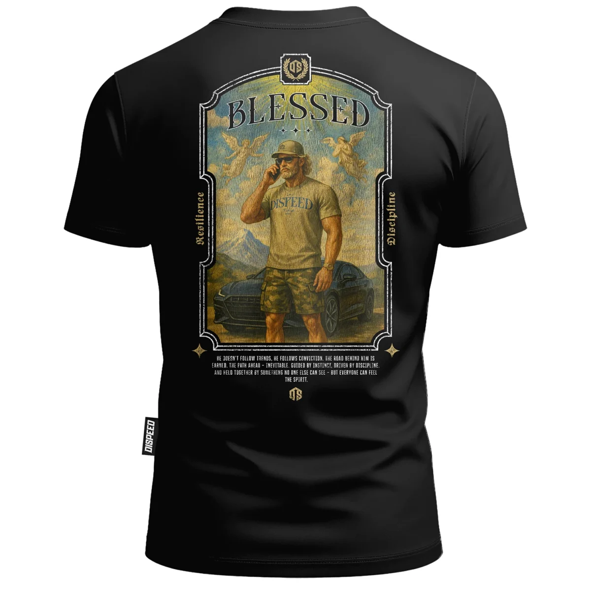 T-shirt bawełniany Blessed - Czarny