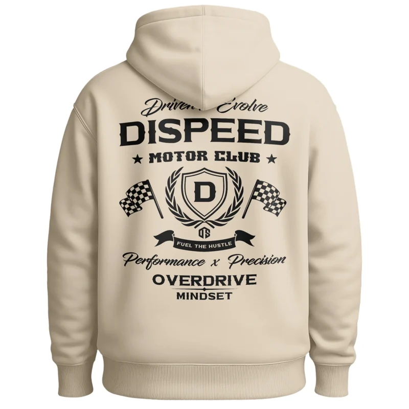Bluza z kapturem Oversize Motor Club - Beżowa