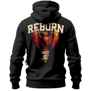 Bawełniana bluza z kapturem na zamek Reborn - Czarna