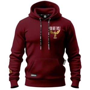 Bawełniana bluza z kapturem You Got This - Bordowa