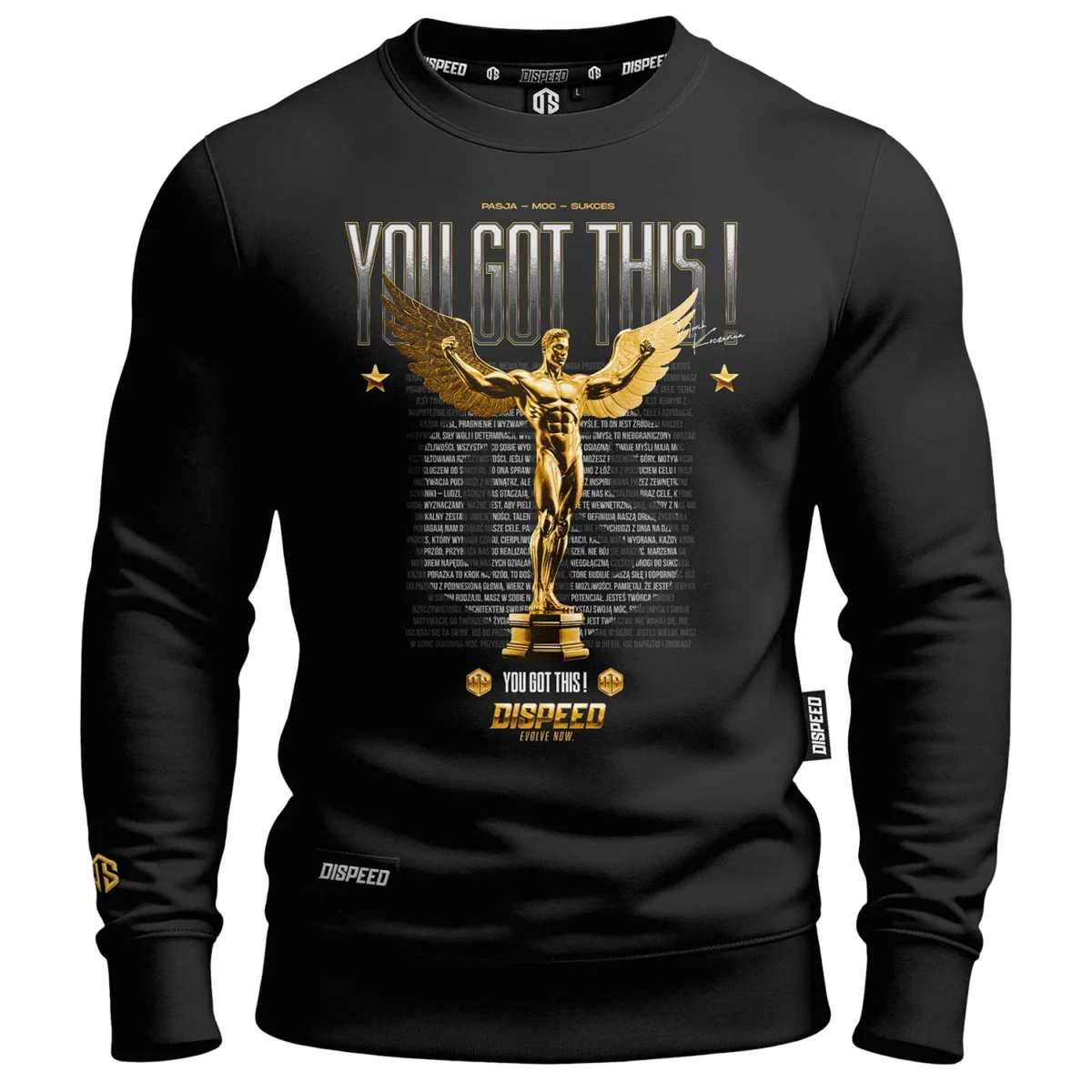 Bawełniana bluza bez kaptura You Got This - Czarna