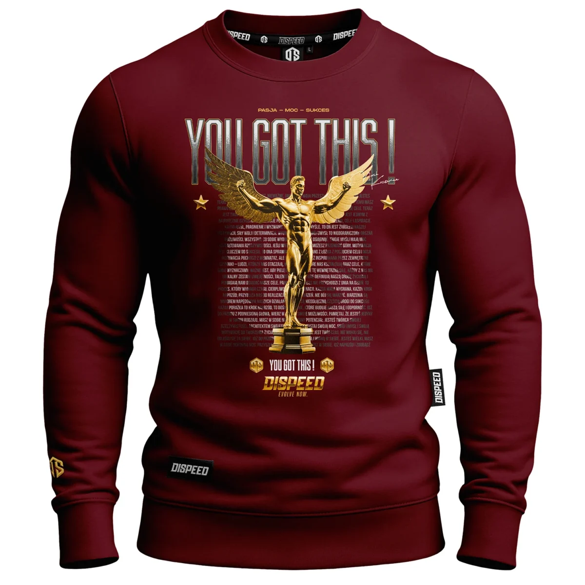 Bawełniana bluza bez kaptura You Got This - Bordowa