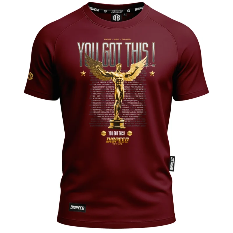 T-shirt SLIM You Got This - Bordowy