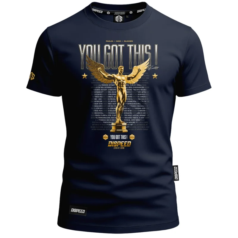 T-shirt bawełniany You Got This - Granatowa