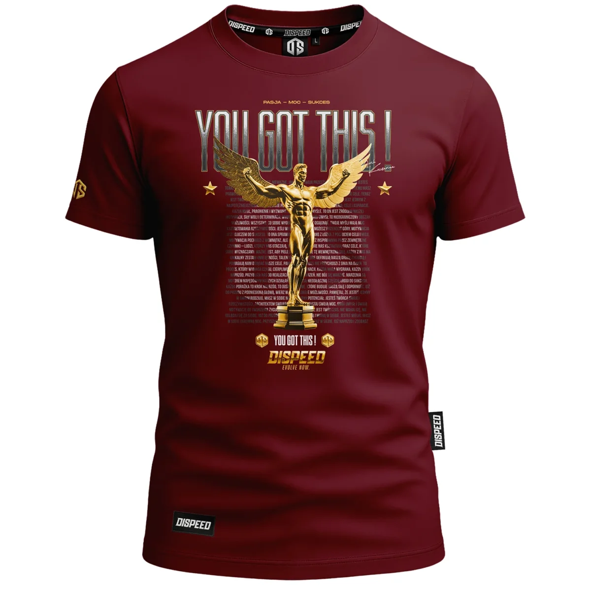 T-shirt bawełniany You Got This - Bordowa