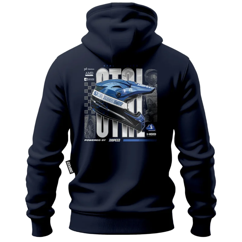 Bawełniana bluza z kapturem na zamek Blue Helmet Stal Rzeszów - Granatowa