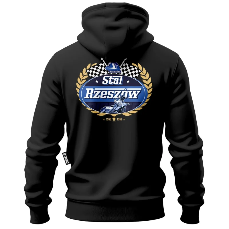 Bawełniana bluza z kapturem na zamek Stal Rzeszów - Victory 1960 / 1961 - Czarna