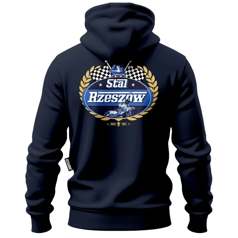 Bawełniana bluza z kapturem na zamek Stal Rzeszów - Victory 1960 / 1961 - Granatowa